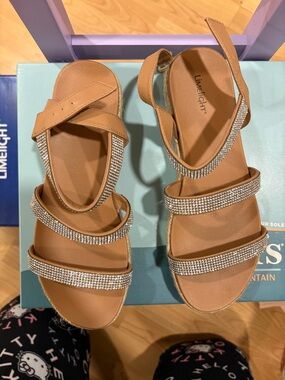Limelight Tan Crystal-Strap Women's Sandals